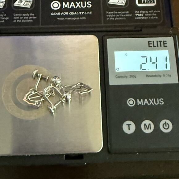 Sterling W E RICHARDS Signed WRE Vintage Dangle Drop Screw Back Earrings 2.41g - Picture 6 of 7